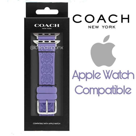 NWT SEALED BNIOB Coach Watch Strap Apple Watch Strap Silicone purple or white - Picture 7 of 7
